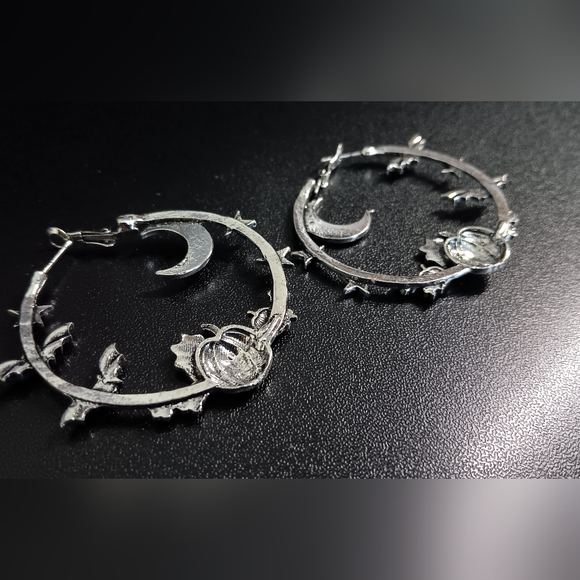 Moon-Star-Bat Hoop Earrings (NWOT) - Picture 4 of 5